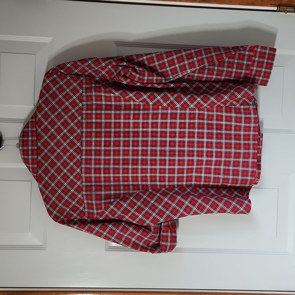 Tommy Hilfiger, Women's, Sz 10, Red, Black, White, Navy Plaid Blouse - Picture 7 of 8